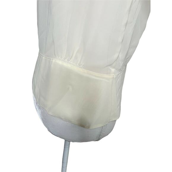 Vintage Old Navy Ruffle Front Sheer Ivory Blouse Secretary Sz M short sleeve - Picture 4 of 7